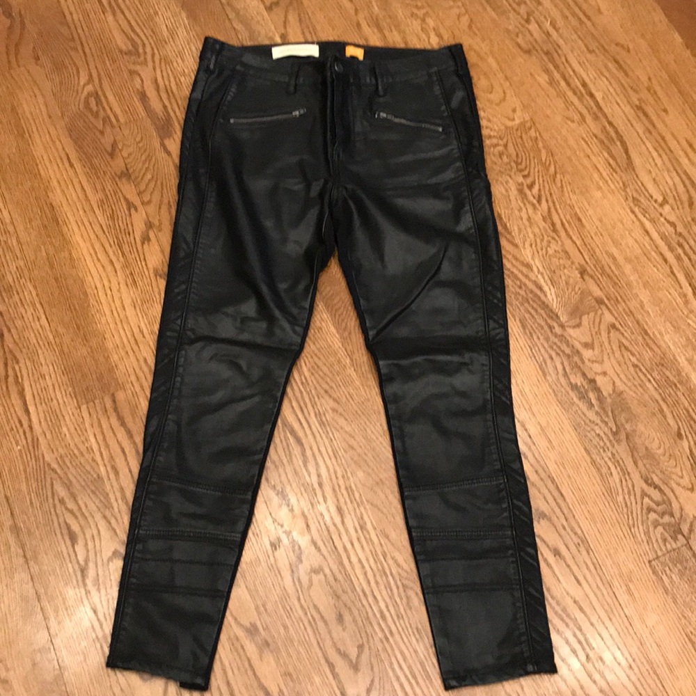 Anthropologie Pilcro vegan leather moto jeans